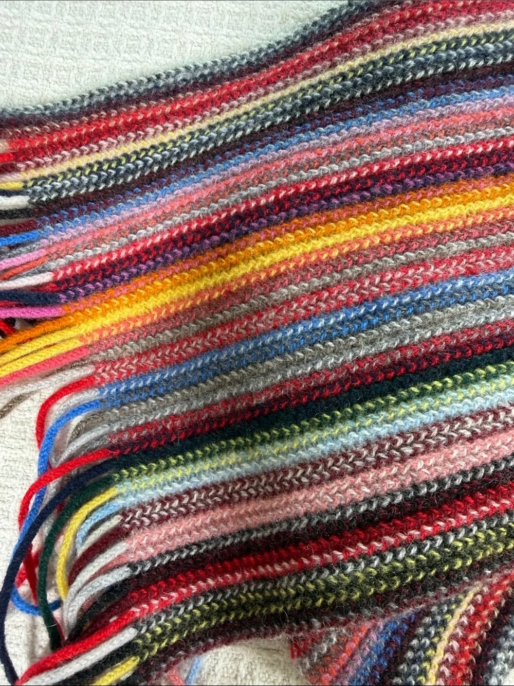 The scarf company colorful rainbow striped cashmere scarf with fringe NWT